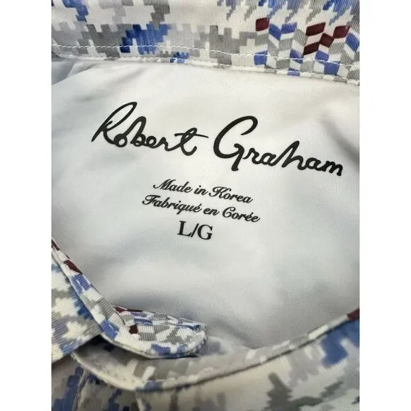 NWT Robert Graham Clubhouse Basel Geometric Performance Golf‎ Polo LARGE $128